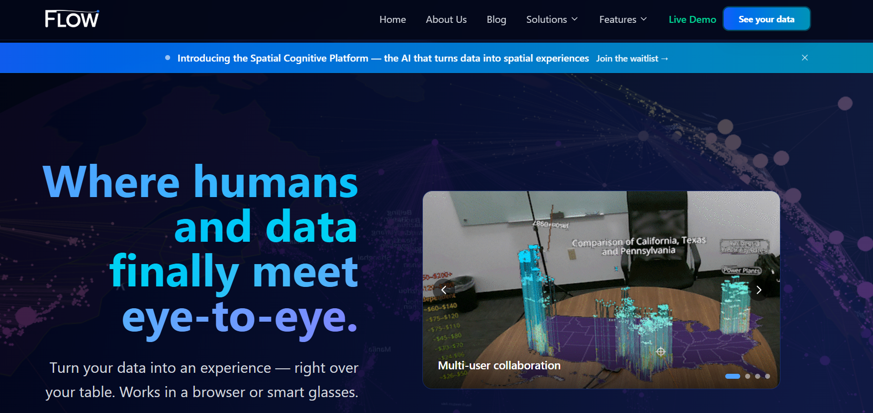 Flow Immersive Website — screenshot from Web Intern at Flow Immersive
